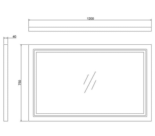 Burlington Framed 120 Mirror With LED Illumination Classic Grey | M12MG - Envy Bathrooms Ltd