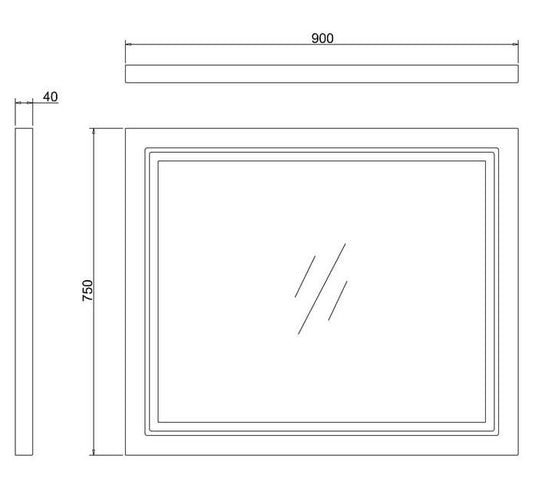 Burlington Framed 90 Mirror with LED Illumination Classic Grey | M9MG - Envy Bathrooms Ltd