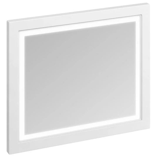Burlington Framed 90 Mirror with LED Illumination - Matt White | M9MW - Envy Bathrooms Ltd