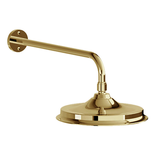 Burlington Gold 9" Shower Rose + Straight Wall Mounted Arm Gold | V17-GOLD-V11-GOLD - Envy Bathrooms Ltd