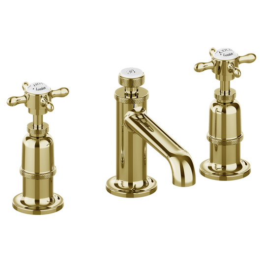 Burlington Guild 3TH Deck Mounted Basin Tap Gold GU135DNG Gold - Envy Bathrooms Ltd