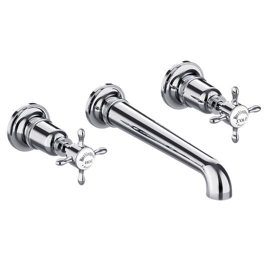 Burlington Guild 3TH Wall Mounted Basin Tap Chrome | GU130WNC - Envy Bathrooms Ltd