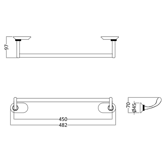 Burlington Guild 450 mm Towel Rail Gold | GU023G - Envy Bathrooms Ltd