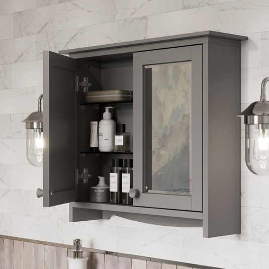 Burlington Guild 650mm Bathroom Mirror Cabinet Ashbee Grey | GU6057AG_CAB - Envy Bathrooms Ltd