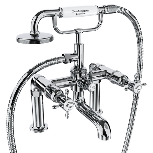 Burlington Guild Deck Mounted Bath Shower Mixer Chrome | BU_GU422DC - Envy Bathrooms Ltd