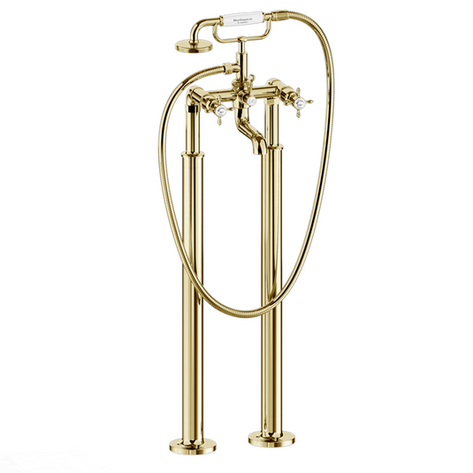 Burlington Guild Freestanding Bath Shower Mixer 874mm Gold | BU_GU422FG - Envy Bathrooms Ltd