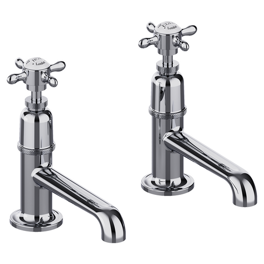 Burlington Guild Long Nose Basin Pillar Taps Chrome | GU140DNC - Envy Bathrooms Ltd