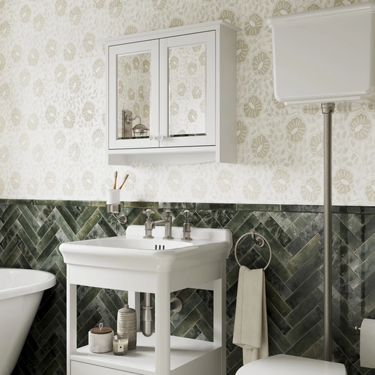 Burlington Guild Mirror Cabinet 650mm Varley White | GU6057VW_CAB - Envy Bathrooms Ltd