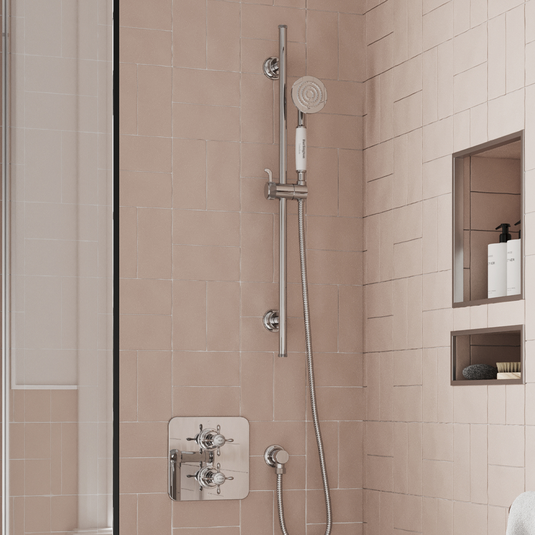 Burlington Guild Square Thermostatic Single Outlet Concealed Shower Valve Chrome | GUSHOWERPACKSQ1C - Envy Bathrooms Ltd