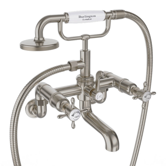 Burlington Guild Wall Mounted Bath Shower Mixer Brushed Nickel | BU_GU422WL - Envy Bathrooms Ltd