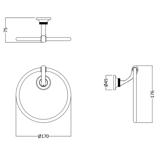 Burlington Guild Wall-Mounted Towel Ring Gold | GU013G - Envy Bathrooms Ltd