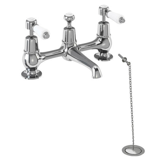 Burlington Kensington 2 Tap Hole Bridge Basin Mixer Chrome | KE10 - Envy Bathrooms Ltd