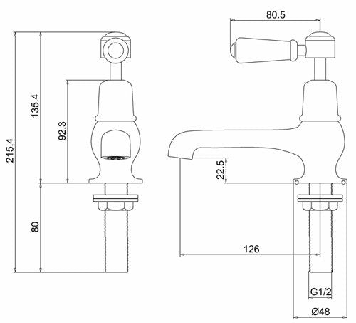 Burlington Kensington Basin Taps 5" Chrome | KE2 - Envy Bathrooms Ltd