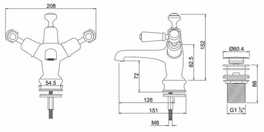 Burlington Kensington Regent Basin Mixer Tap with Click-Clack Waste Chrome | KER6 - Envy Bathrooms Ltd