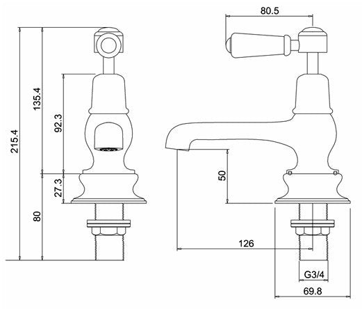 Burlington Kensington Regent Bath Taps Chrome | KER3 - Envy Bathrooms Ltd