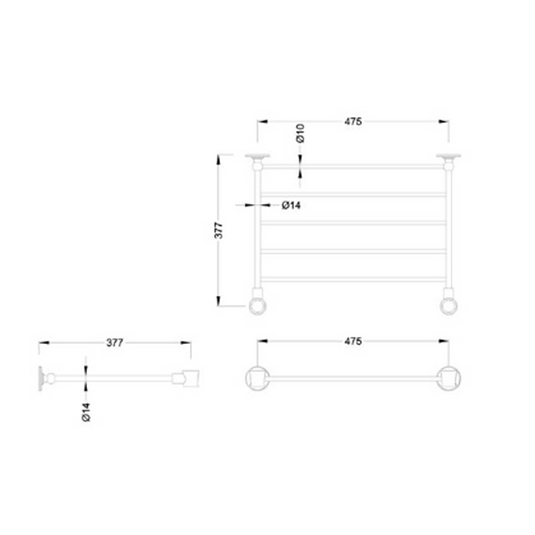 Burlington Optional Towel Rack for 56cm/58cm Basin Washstand Brushed Nickel | T22A-S-BNKL - Envy Bathrooms Ltd