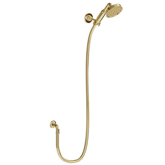 Burlington Riviera 1000mm Gold Shower Handset With Hose, Bracket + Wall Outlet | RIV20-GOLD - Envy Bathrooms Ltd