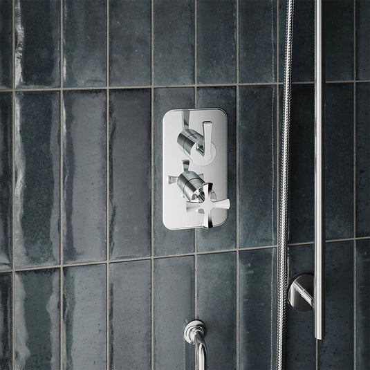 Burlington Riviera Art Deco 1 Outlet Thermostatic Concealed Shower Valve Chrome | R1SV-CHR - Envy Bathrooms Ltd