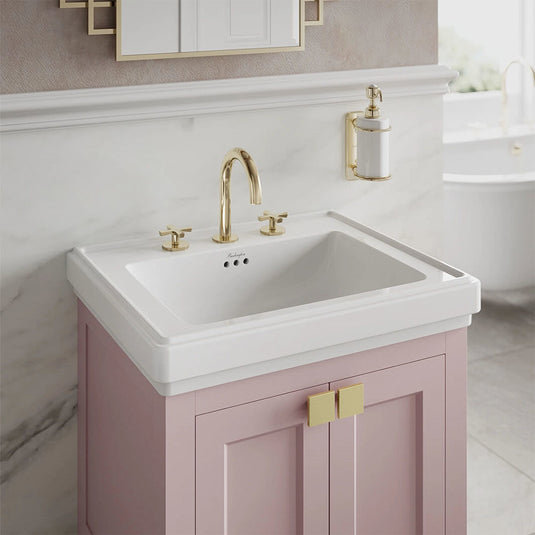 Burlington Riviera Art Deco 3 Hole Deck Basin Mixer Gold | RIV6-GOLD - Envy Bathrooms Ltd