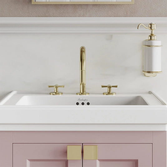 Burlington Riviera Art Deco 3 Hole Deck Basin Mixer Gold | RIV6-GOLD - Envy Bathrooms Ltd