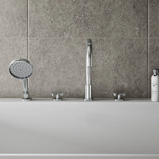 Burlington Riviera Art Deco 4 Hole Bath Shower Mixer Chrome | RIV33-CHR - Envy Bathrooms Ltd