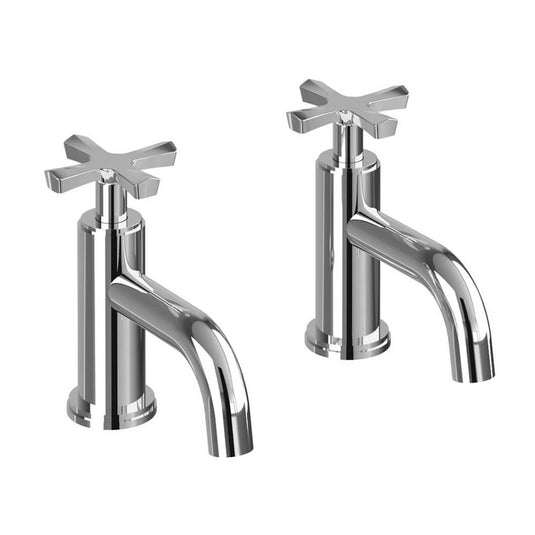 Burlington Riviera Art Deco Basin Pillar Taps Chrome | RIV7-CHR - Envy Bathrooms Ltd