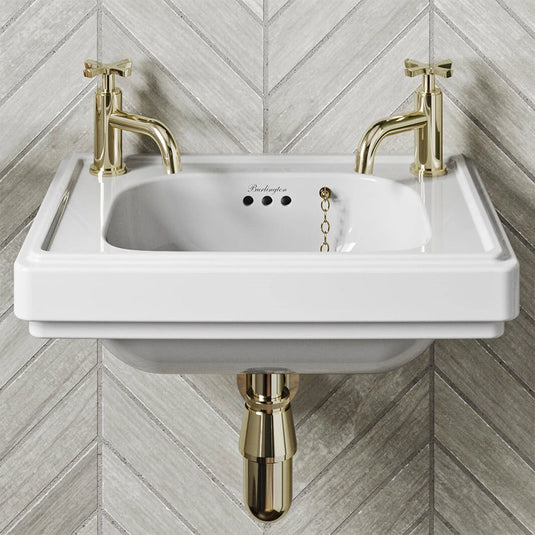 Burlington Riviera Art Deco Basin Pillar Taps Gold | RIV7-GOLD - Envy Bathrooms Ltd