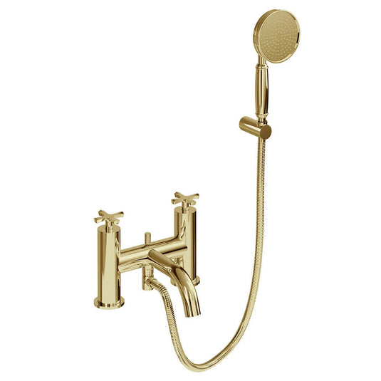 Burlington Riviera Art Deco Bath Shower Mixer with Shower Kit Gold | RIV4-GOLD - Envy Bathrooms Ltd