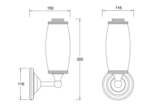 Burlington Round Light with Chrome Base and Tube Frosted Glass Shade | EL/BL13 - Envy Bathrooms Ltd