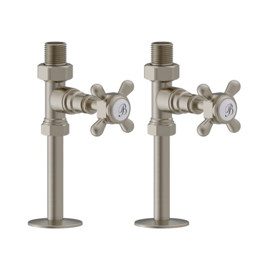 Burlington Straight Radiator Valves Brushed Nickel | R7-BNKL - Envy Bathrooms Ltd