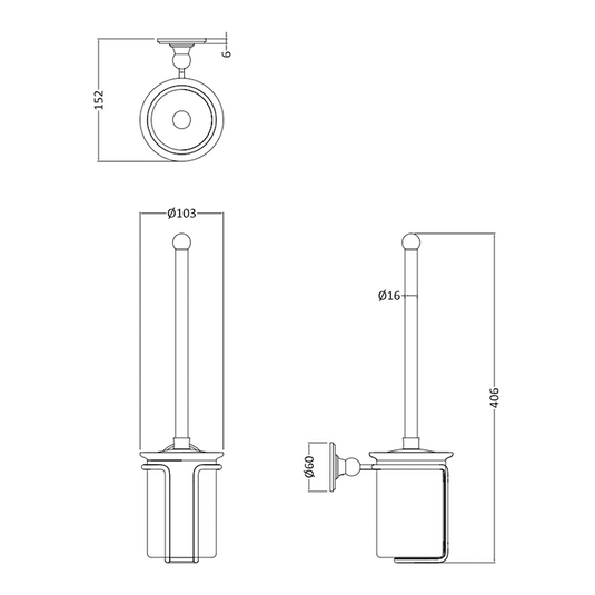 Burlington Toilet Brush Holder Brushed Nickel | A8-BNKL - Envy Bathrooms Ltd