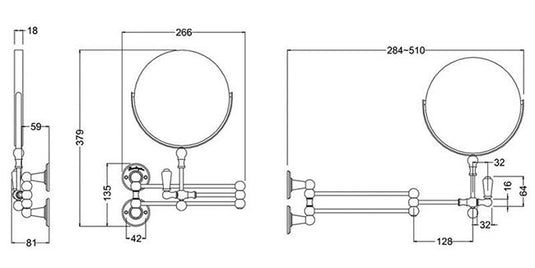 Burlington Traditional Cosmetic Wall Mirror Chrome | A57CHR - Envy Bathrooms Ltd