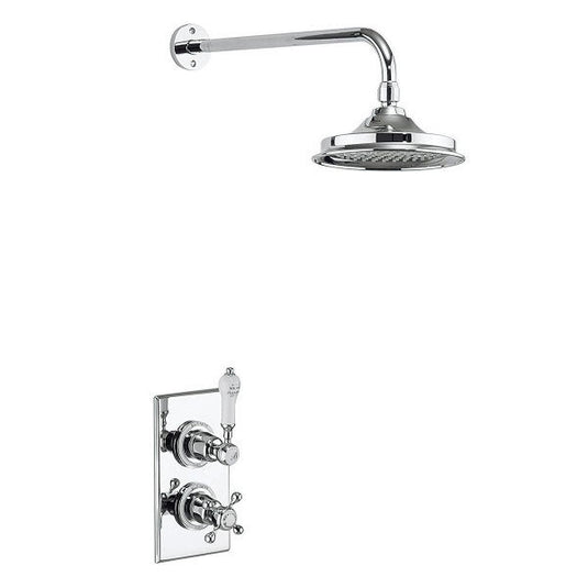 Burlington Trent Thermostatic Concealed Single Outlet Shower Valve with Fixed Head Chrome | TF1S-V16 - Envy Bathrooms Ltd
