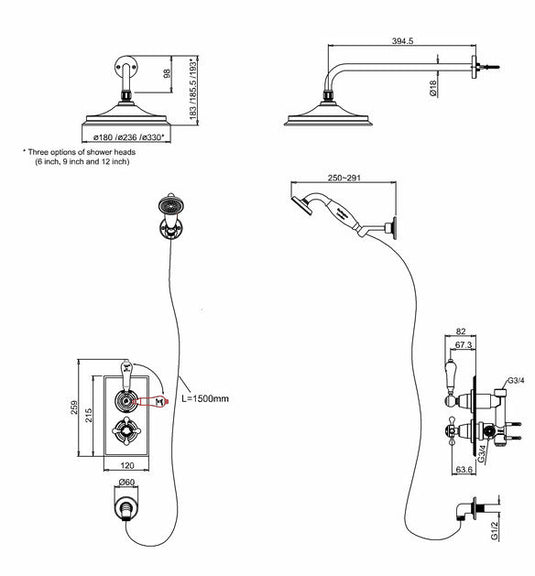 Burlington Trent Thermostatic Concealed Two Outlet Diverter Shower Valve Chrome | TF2S-V16 - Envy Bathrooms Ltd