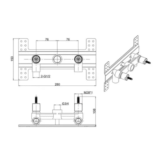 Burlington Rough-In Kit for Wall Mounted Tap | UK130ROUGH