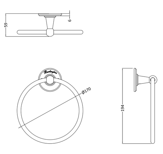 Burlington Victorial Towel Ring Brushed Nickel | A3-BNKL - Envy Bathrooms Ltd