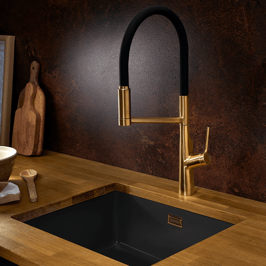 Clearwater Alasia Pro Single Lever Pull Out Kitchen Sink Mixer Tap - Brushed Brass - ALA30BB - Envy Bathrooms Ltd