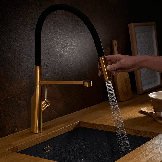 Clearwater Alasia Pro Single Lever Pull Out Kitchen Sink Mixer Tap - Brushed Brass - ALA30BB - Envy Bathrooms Ltd