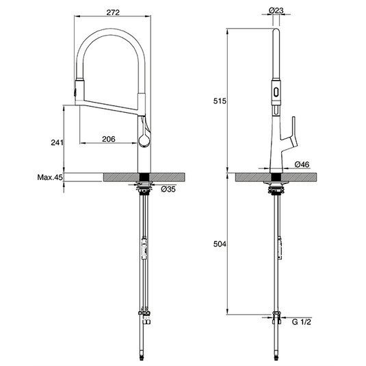 Clearwater Alasia Pro Single Lever Pull Out Kitchen Sink Mixer Tap - Brushed Nickel - ALA30BN - Envy Bathrooms Ltd
