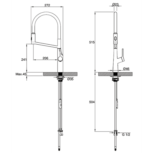 Clearwater Alasia Pro Single Lever Pull Out Kitchen Sink Mixer Tap - Matt Black - ALA30MB - Envy Bathrooms Ltd