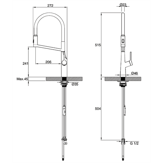 Clearwater Alasia Pro Single Lever Pull Out Kitchen Sink Mixer Tap - Brushed Nickel - ALA30BN - Envy Bathrooms Ltd