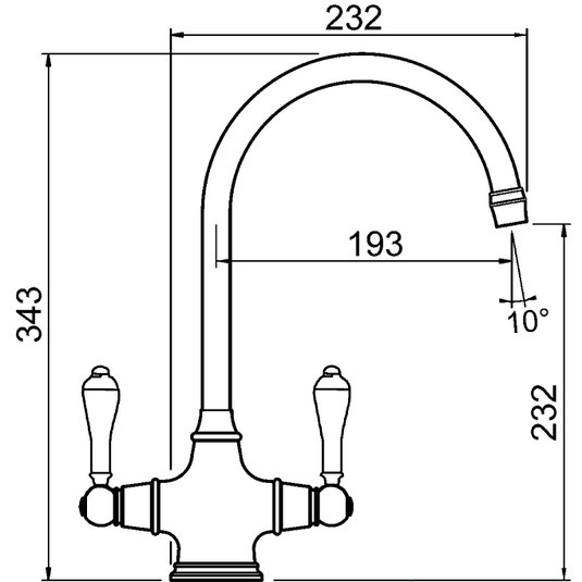 Clearwater Alrisha Twin Lever Monobloc Kitchen Sink Mixer Tap - Chrome - ALR2CP - Envy Bathrooms Ltd