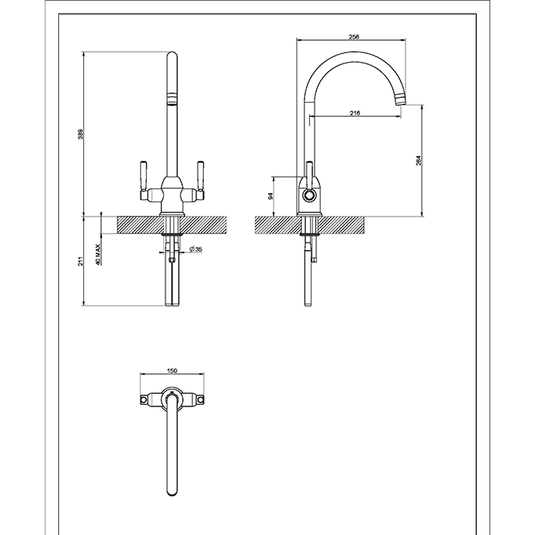 Clearwater Alzira C Twin Lever Monobloc Kitchen Sink Mixer Tap - Brushed Nickel - ALZBS - Envy Bathrooms Ltd