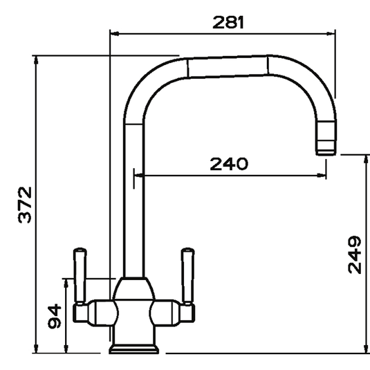 Clearwater Alzira U Twin Lever Monobloc Kitchen Sink Mixer Tap - Brushed Nickel - CAMBS - Envy Bathrooms Ltd