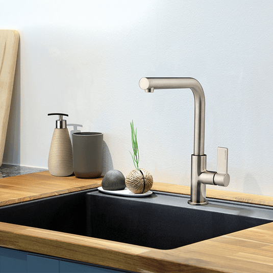 Clearwater Auriga Single Lever Monobloc Kitchen Sink Mixer Tap - Brushed Nickel - CW00114BN - Envy Bathrooms Ltd