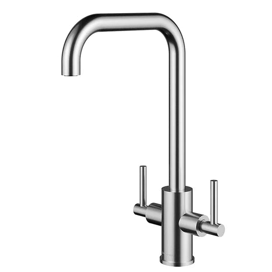 Clearwater Calypso D Twin Lever Monobloc Kitchen Sink Mixer Tap - Polished Stainless Steel - CAL3SS - Envy Bathrooms Ltd