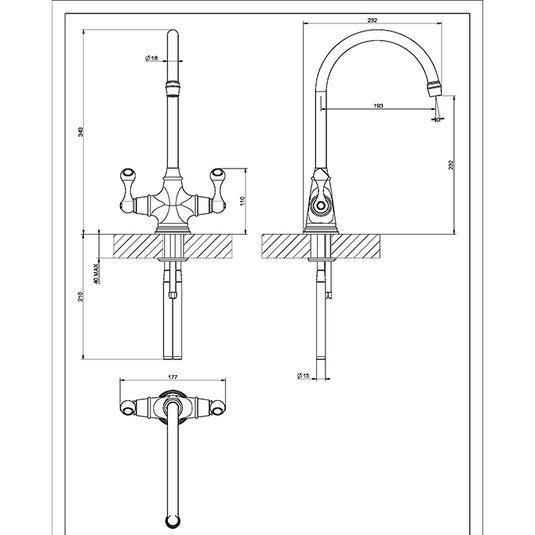 Clearwater Coriolis Twin Lever Monobloc Kitchen Sink Mixer Tap - Brushed Copper - CO2BC - Envy Bathrooms Ltd