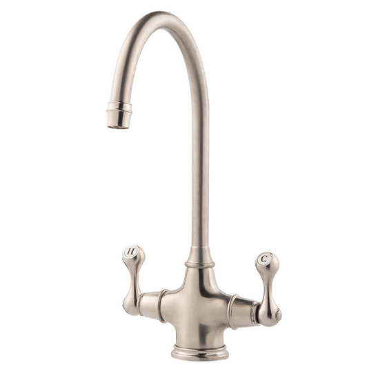 Clearwater Coriolis Twin Lever Monobloc Kitchen Sink Mixer Tap - Brushed Nickel - CO2BN - Envy Bathrooms Ltd