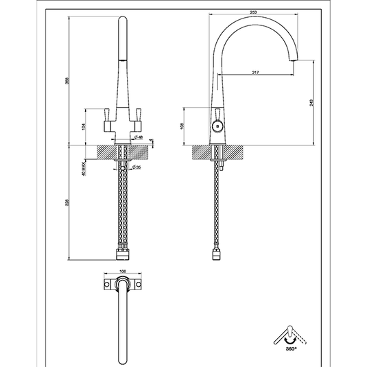 Clearwater Corona C Twin Lever Monobloc Kitchen Sink Mixer Tap - Chrome - COR2CP - Envy Bathrooms Ltd