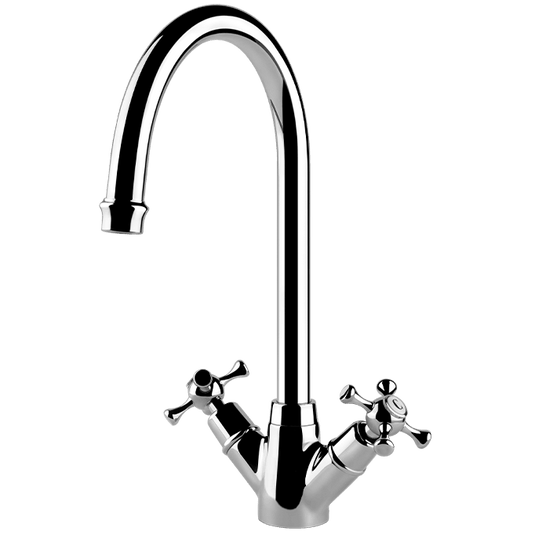 Clearwater Cottage Twin Lever Monobloc Kitchen Sink Mixer Tap - Chrome - COTC - Envy Bathrooms Ltd